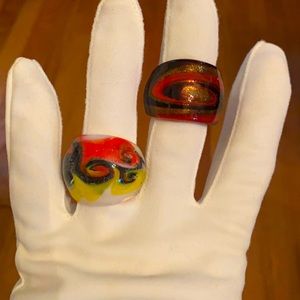 LOT A -Vintage Murano Glass Rings shimmer and shine